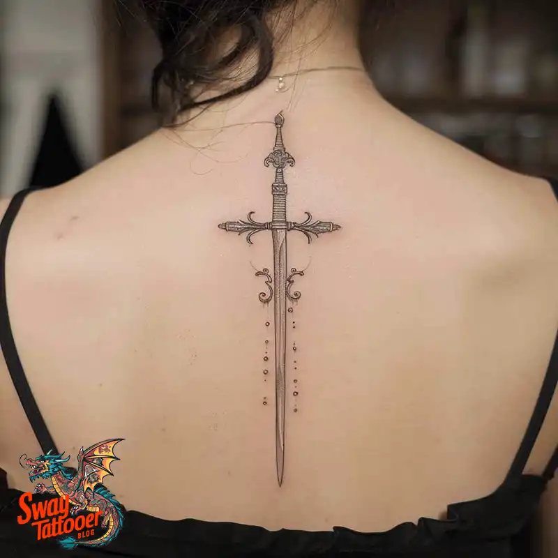 130 Sword on Back Tattoo Design Ideas: Symbol of Strength 119 sword on back tattoo