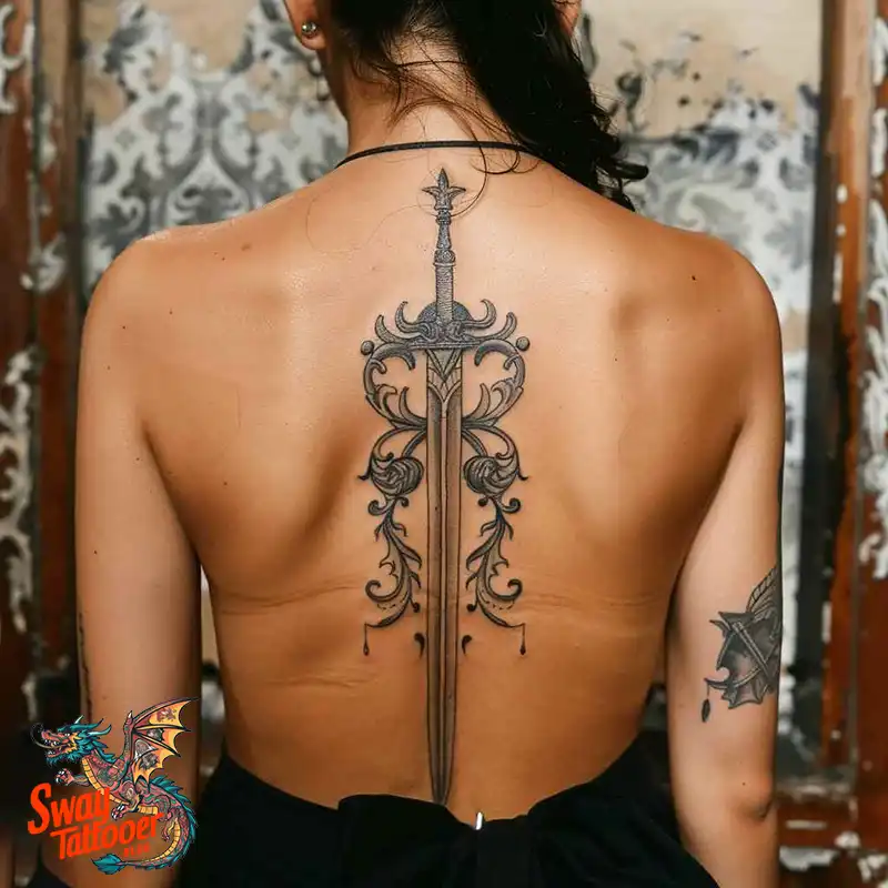 130 Sword on Back Tattoo Design Ideas: Symbol of Strength 5 sword on back tattoo