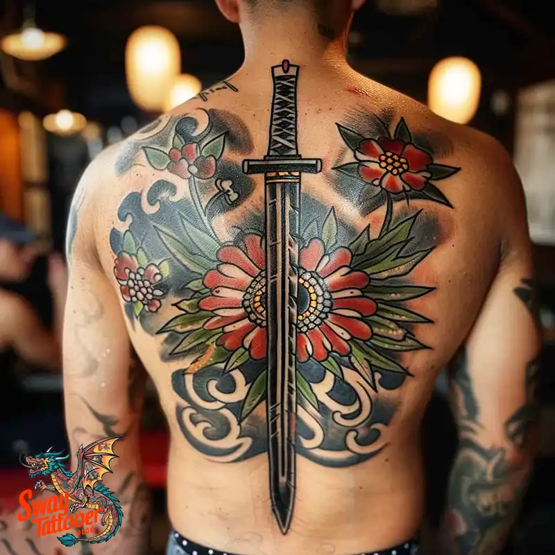 130 Sword on Back Tattoo Design Ideas: Symbol of Strength 116 sword on back tattoo