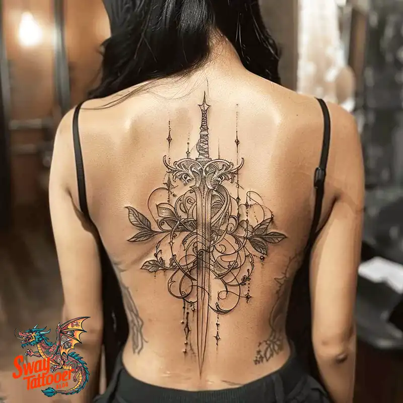 130 Sword on Back Tattoo Design Ideas: Symbol of Strength 115 sword on back tattoo