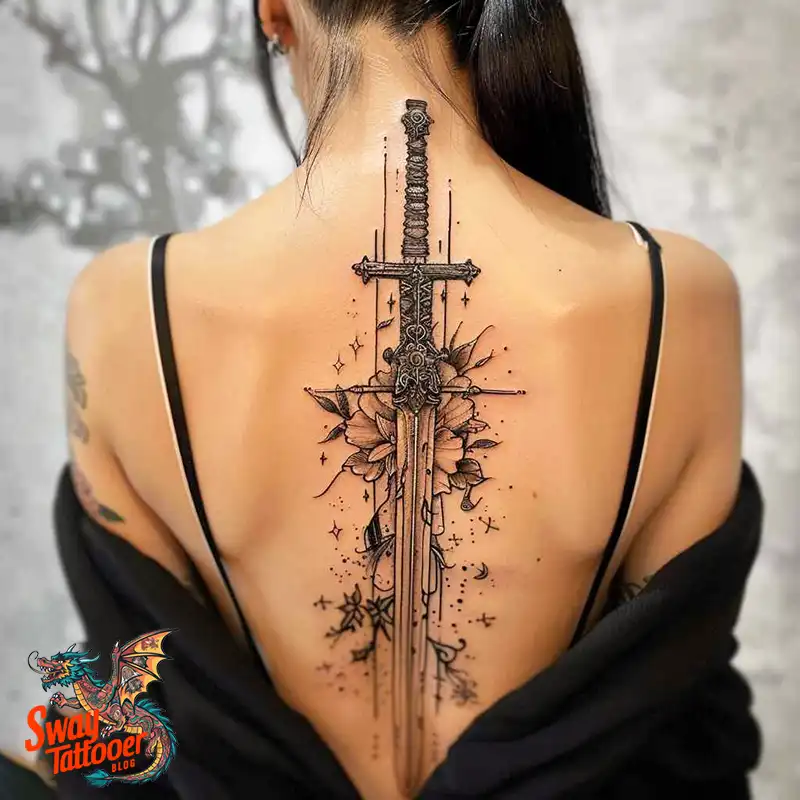 130 Sword on Back Tattoo Design Ideas: Symbol of Strength 109 sword on back tattoo
