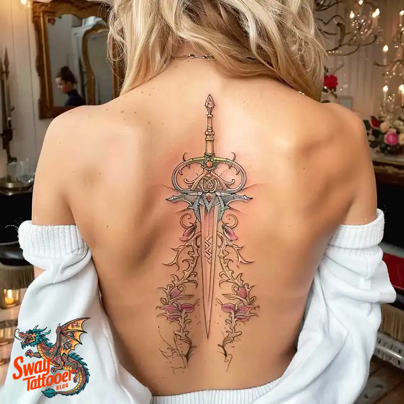 130 Sword on Back Tattoo Design Ideas: Symbol of Strength 113 sword on back tattoo