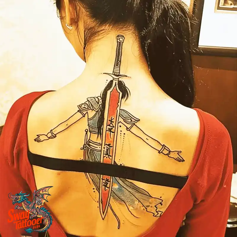 130 Sword on Back Tattoo Design Ideas: Symbol of Strength 105 sword on back tattoo