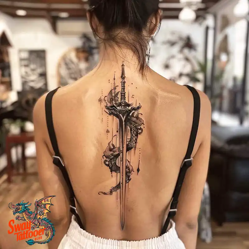 130 Sword on Back Tattoo Design Ideas: Symbol of Strength 104 sword on back tattoo