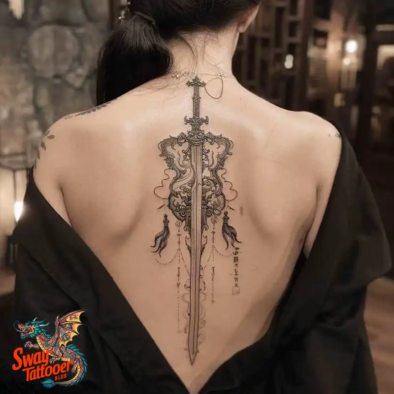 130 Sword on Back Tattoo Design Ideas: Symbol of Strength 98 sword on back tattoo