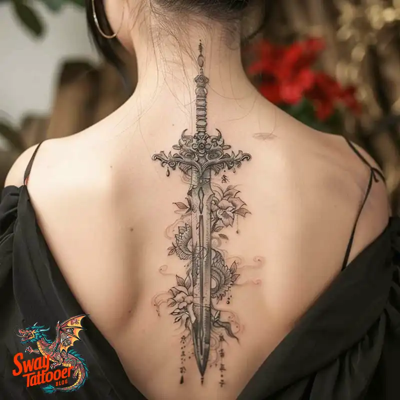 130 Sword on Back Tattoo Design Ideas: Symbol of Strength 100 sword on back tattoo