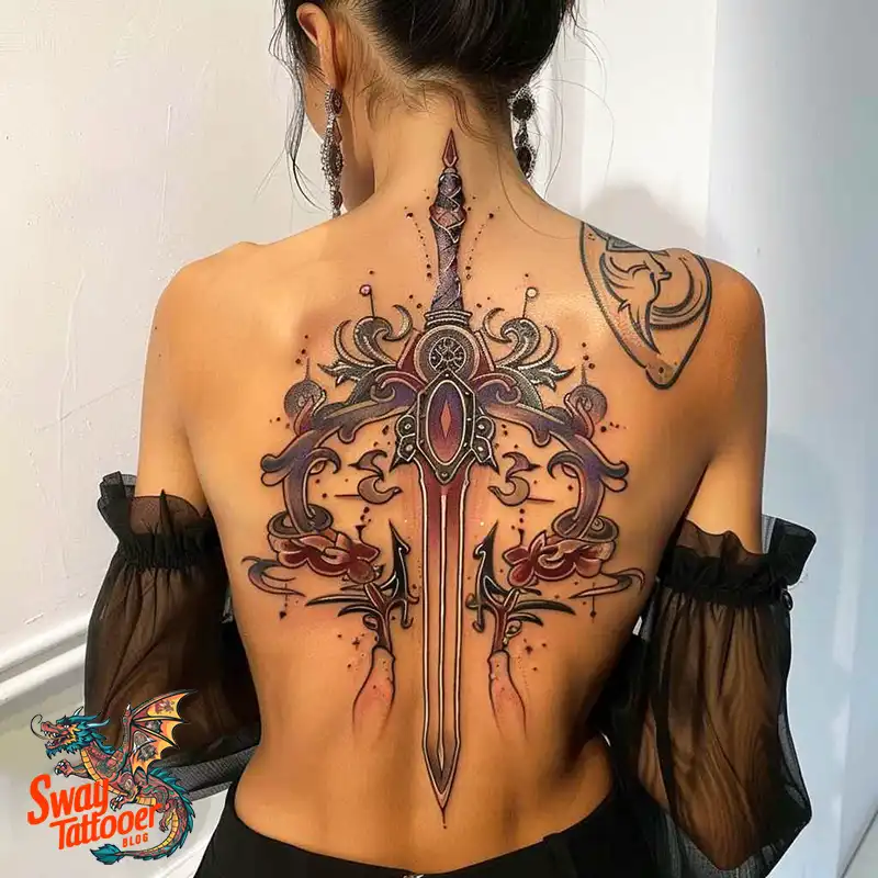 130 Sword on Back Tattoo Design Ideas: Symbol of Strength 95 sword on back tattoo