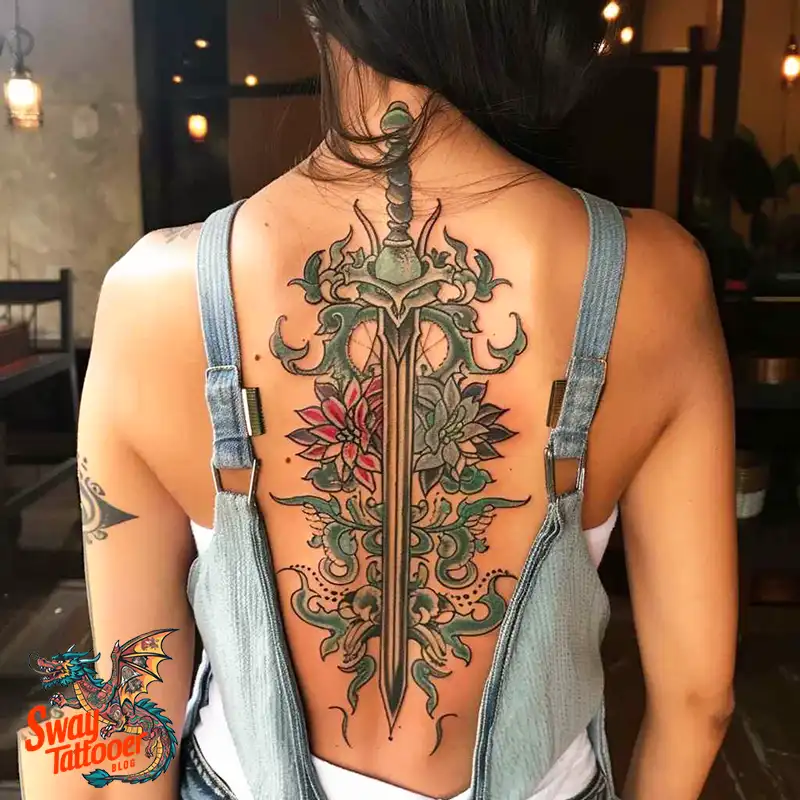 130 Sword on Back Tattoo Design Ideas: Symbol of Strength 91 sword on back tattoo