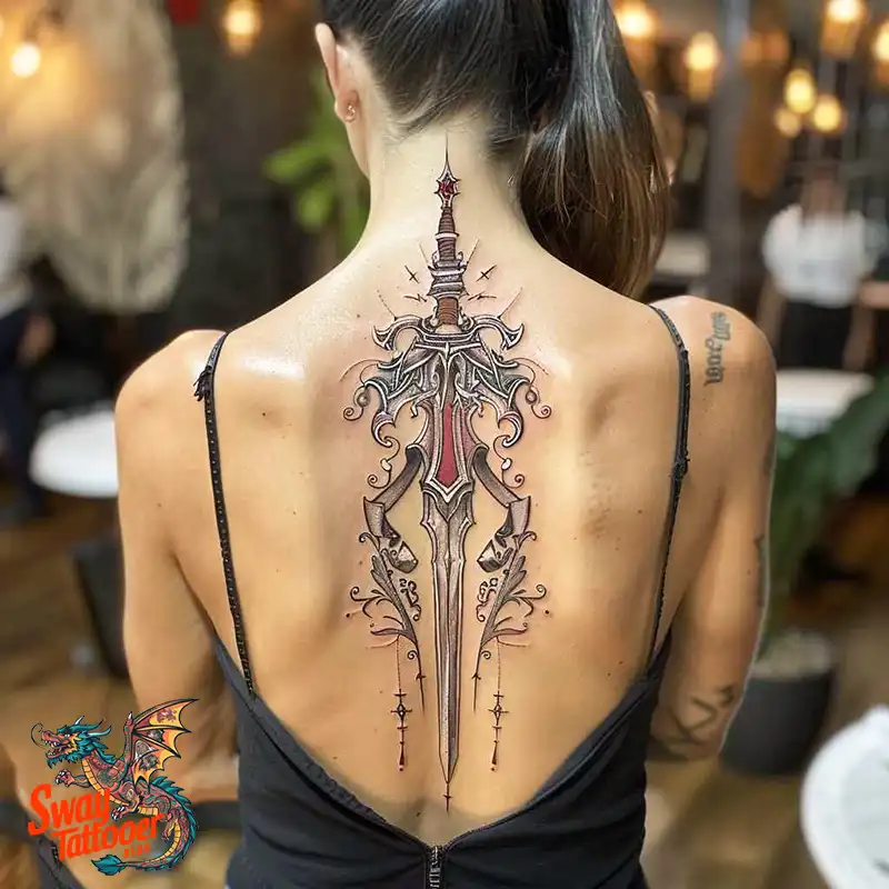 130 Sword on Back Tattoo Design Ideas: Symbol of Strength 88 sword on back tattoo