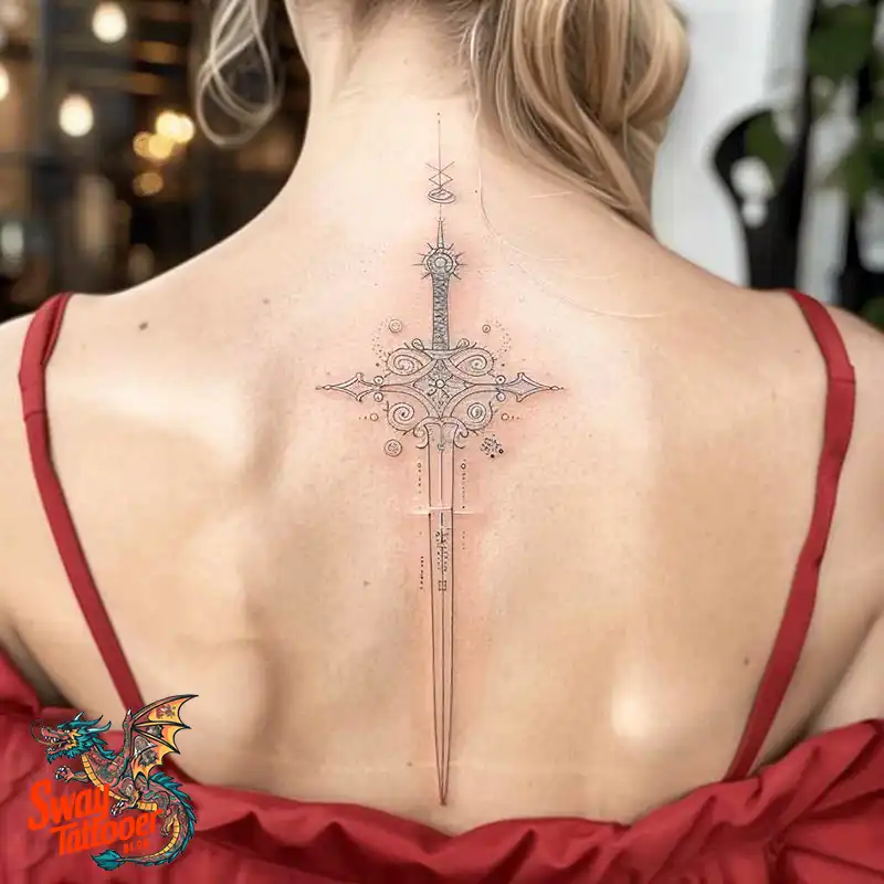 130 Sword on Back Tattoo Design Ideas: Symbol of Strength 90 sword on back tattoo