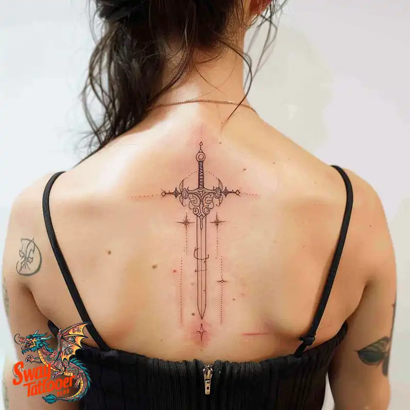 130 Sword on Back Tattoo Design Ideas: Symbol of Strength 84 sword on back tattoo