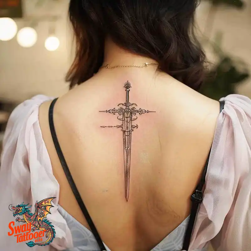 130 Sword on Back Tattoo Design Ideas: Symbol of Strength 83 sword on back tattoo