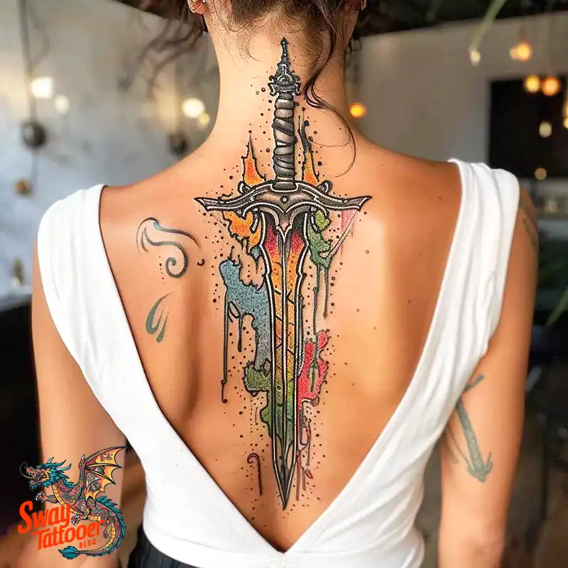 130 Sword on Back Tattoo Design Ideas: Symbol of Strength 80 sword on back tattoo