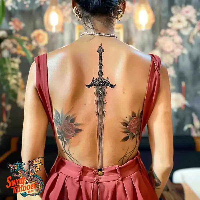 130 Sword on Back Tattoo Design Ideas: Symbol of Strength 74 sword on back tattoo