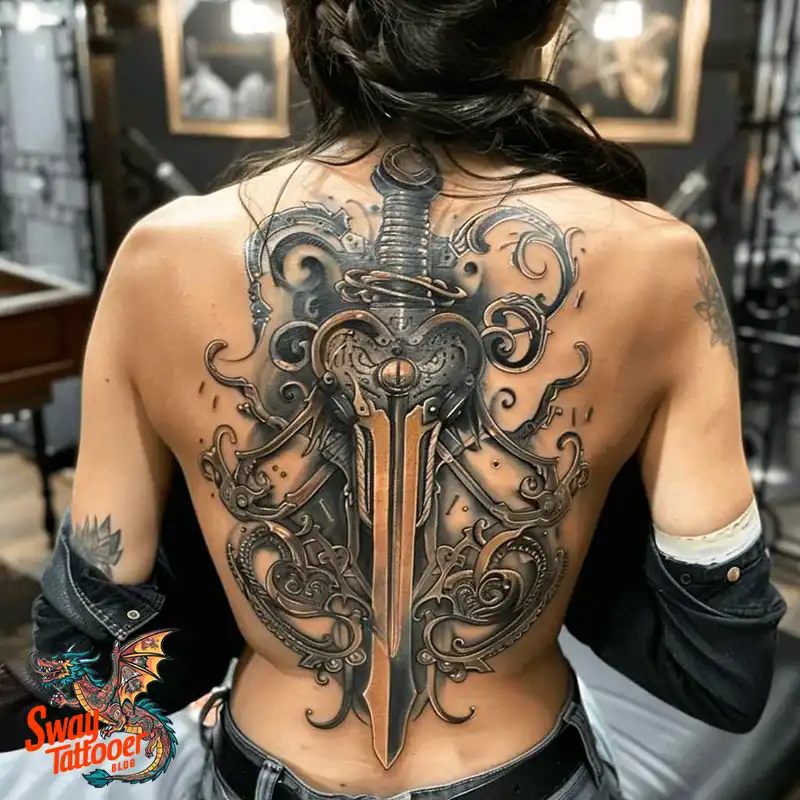 130 Sword on Back Tattoo Design Ideas: Symbol of Strength 75 sword on back tattoo