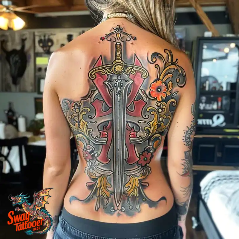 130 Sword on Back Tattoo Design Ideas: Symbol of Strength 77 sword on back tattoo
