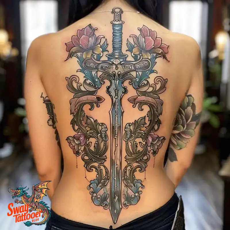130 Sword on Back Tattoo Design Ideas: Symbol of Strength 78 sword on back tattoo