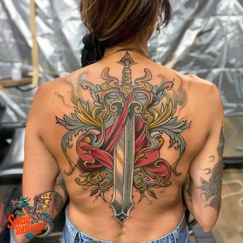 130 Sword on Back Tattoo Design Ideas: Symbol of Strength 72 sword on back tattoo