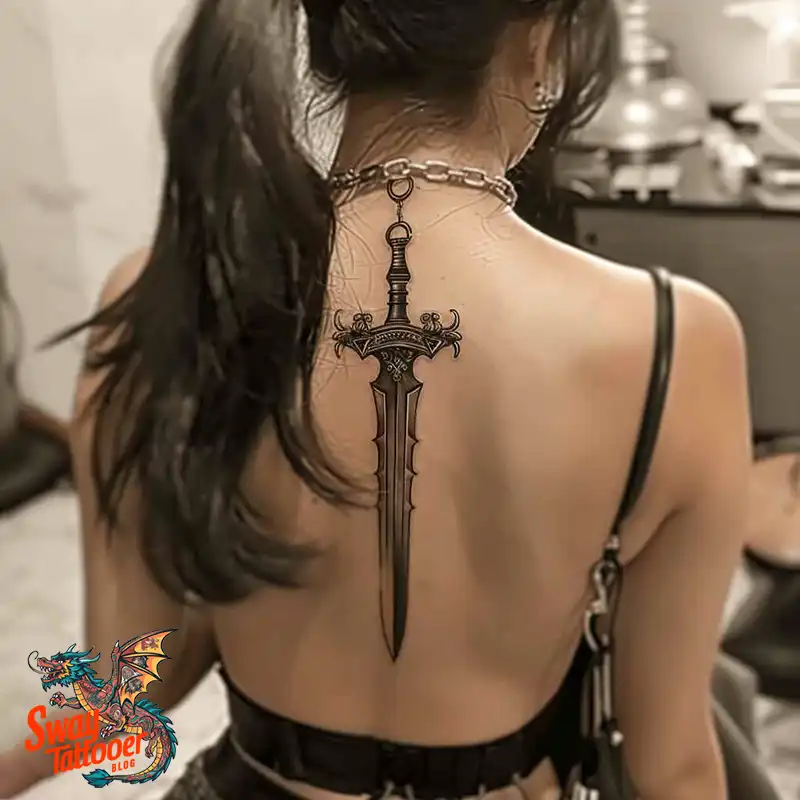 130 Sword on Back Tattoo Design Ideas: Symbol of Strength 71 sword on back tattoo