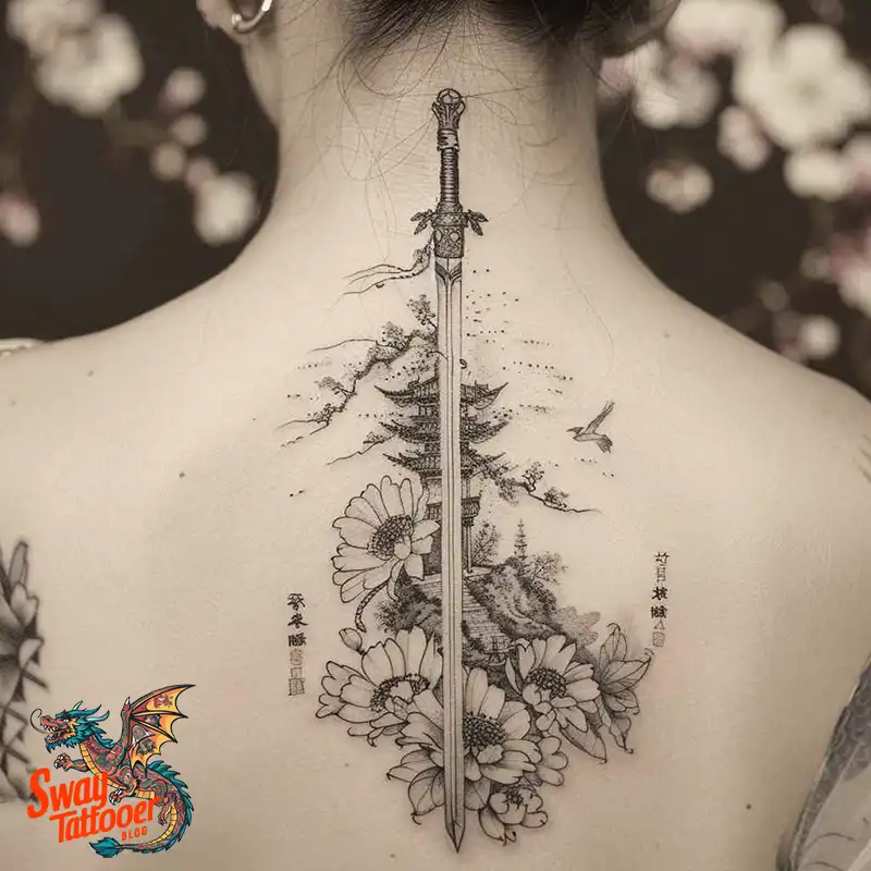 130 Sword on Back Tattoo Design Ideas: Symbol of Strength 121 sword on back tattoo