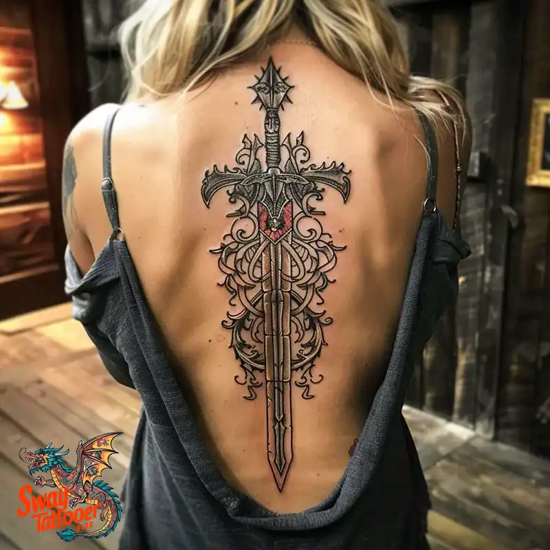 130 Sword on Back Tattoo Design Ideas: Symbol of Strength 64 sword on back tattoo