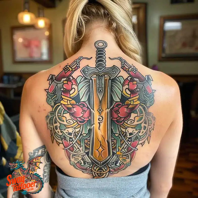 130 Sword on Back Tattoo Design Ideas: Symbol of Strength 65 sword on back tattoo