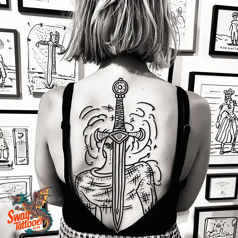 130 Sword on Back Tattoo Design Ideas: Symbol of Strength 57 sword on back tattoo