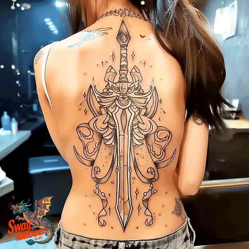 130 Sword on Back Tattoo Design Ideas: Symbol of Strength 56 sword on back tattoo