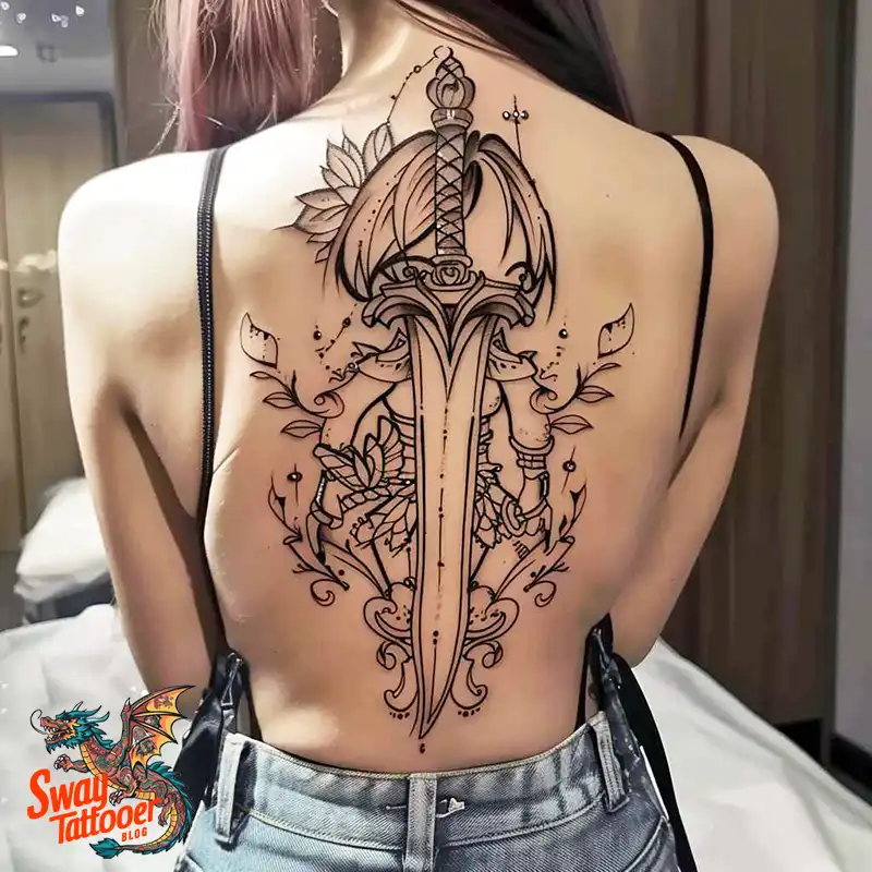 130 Sword on Back Tattoo Design Ideas: Symbol of Strength 51 sword on back tattoo