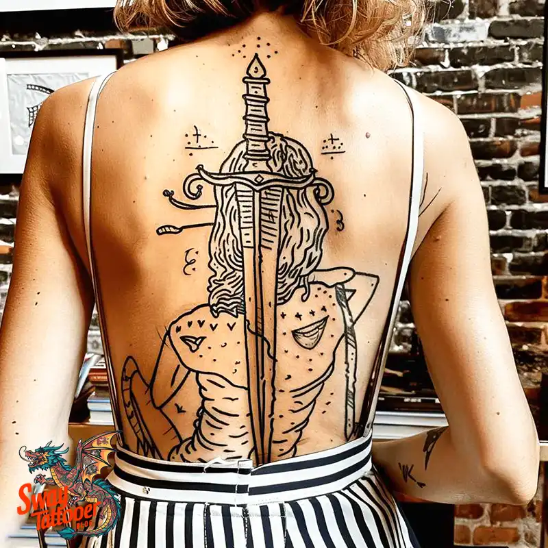 130 Sword on Back Tattoo Design Ideas: Symbol of Strength 52 sword on back tattoo