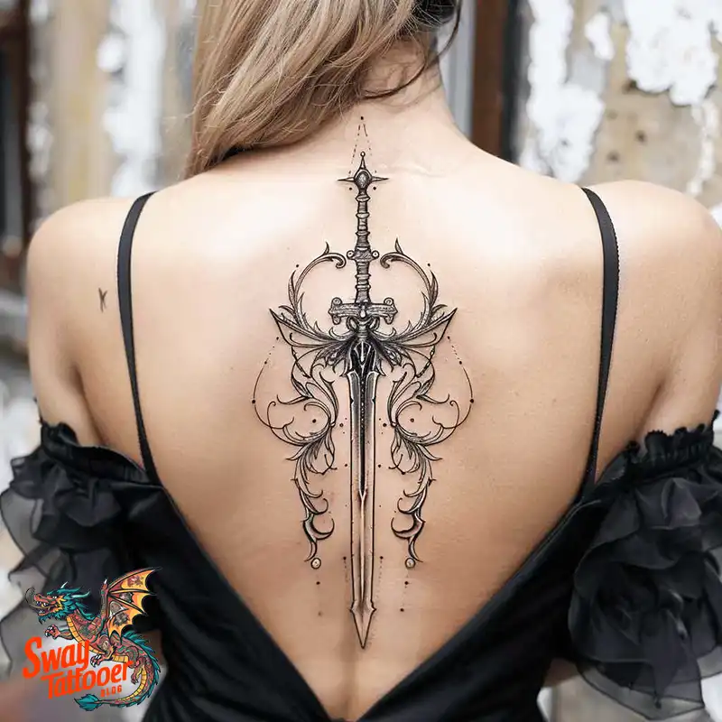 130 Sword on Back Tattoo Design Ideas: Symbol of Strength 54 sword on back tattoo