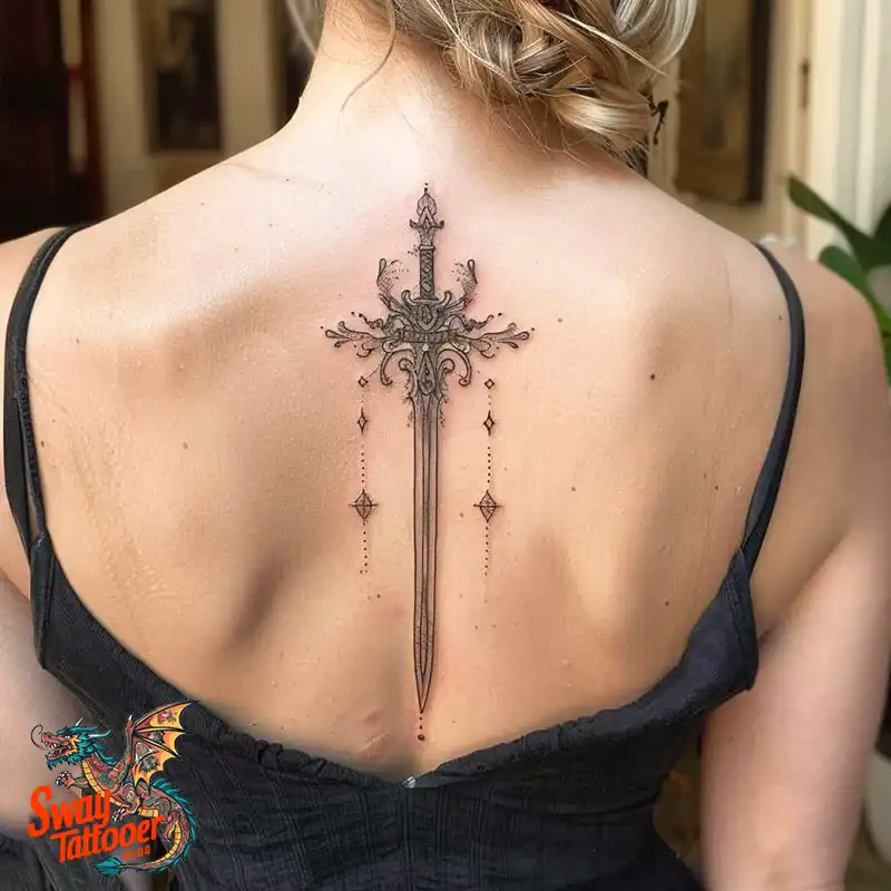 130 Sword on Back Tattoo Design Ideas: Symbol of Strength 48 sword on back tattoo