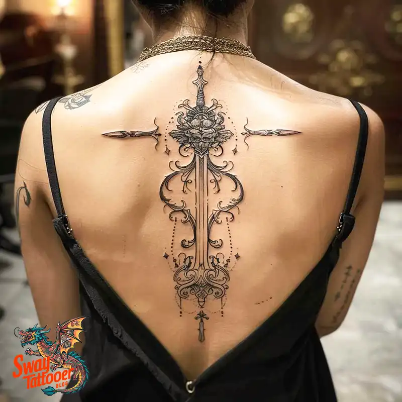 130 Sword on Back Tattoo Design Ideas: Symbol of Strength 47 sword on back tattoo