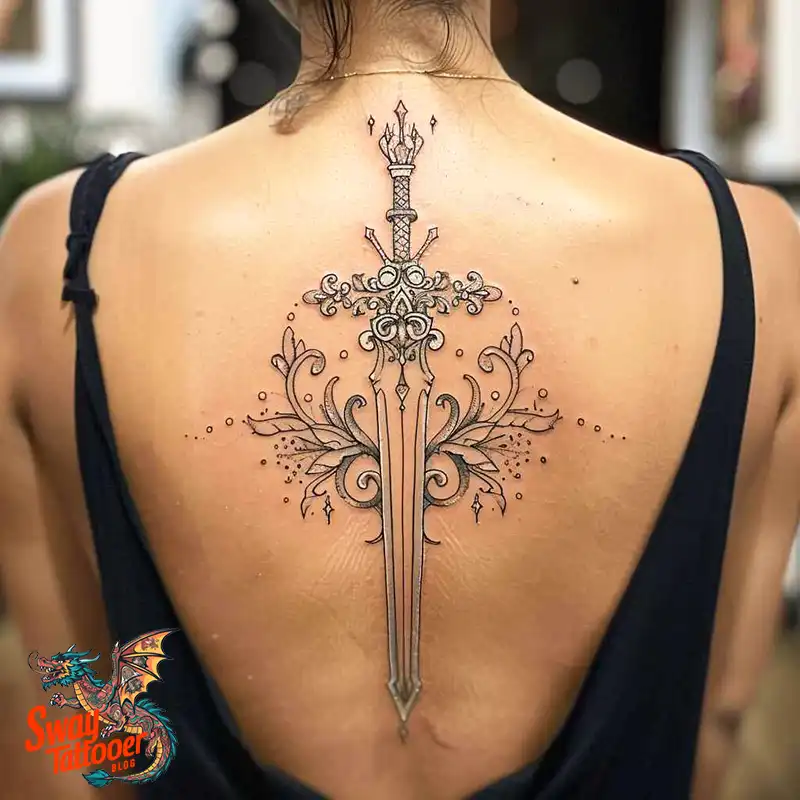 130 Sword on Back Tattoo Design Ideas: Symbol of Strength 123 sword on back tattoo
