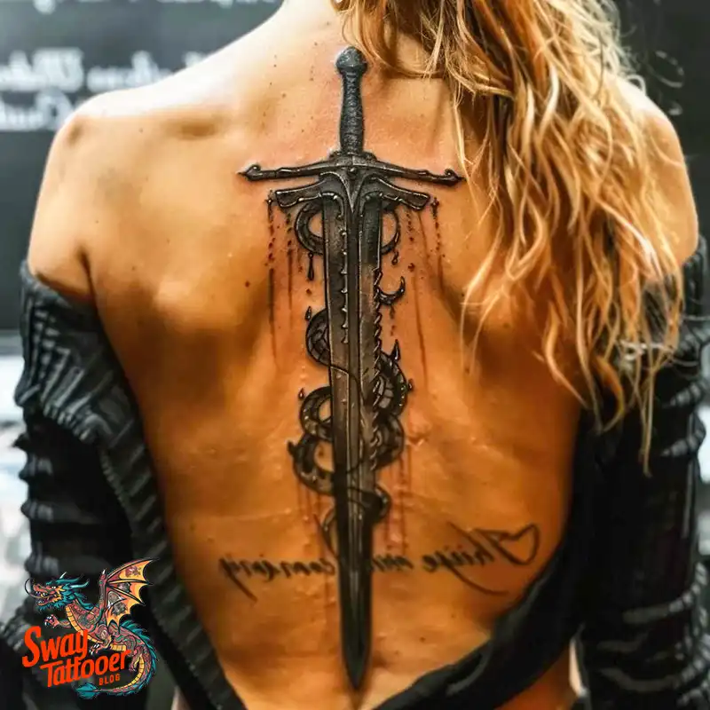 130 Sword on Back Tattoo Design Ideas: Symbol of Strength 44 sword on back tattoo