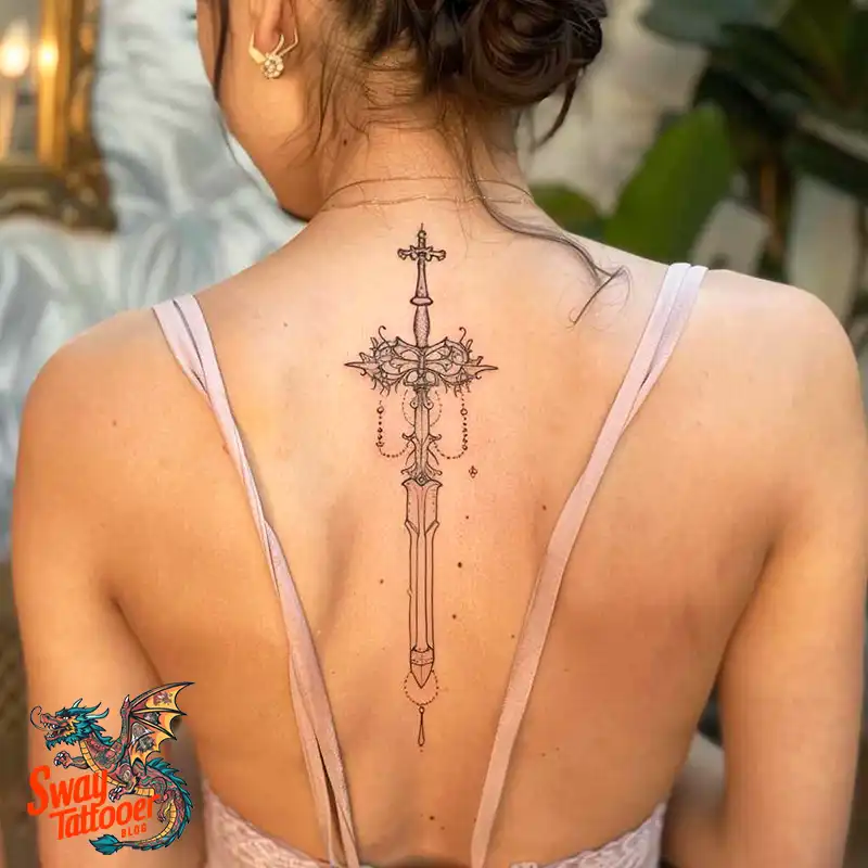 130 Sword on Back Tattoo Design Ideas: Symbol of Strength 43 sword on back tattoo