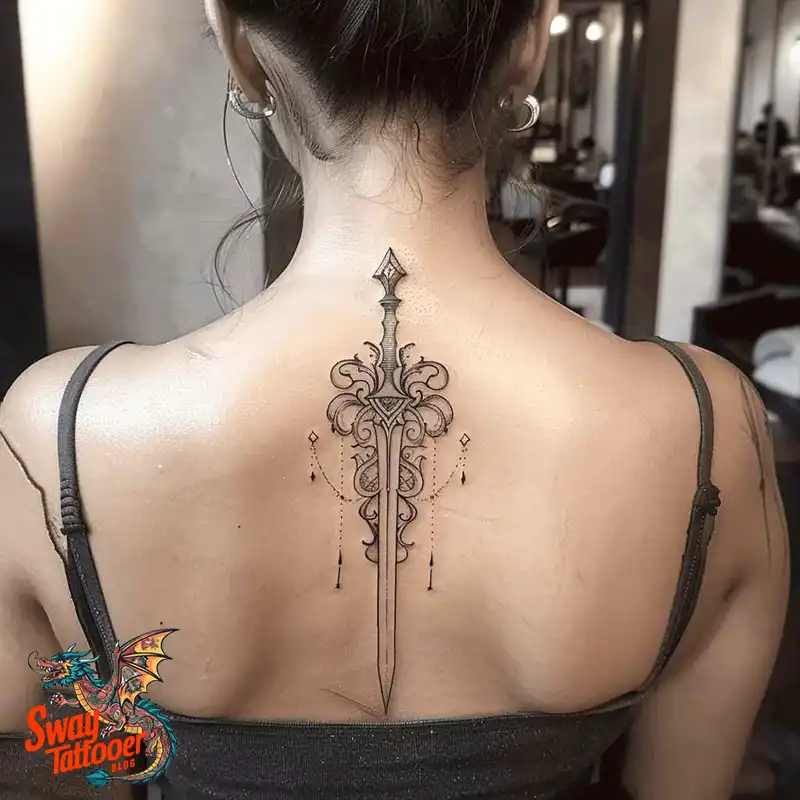 130 Sword on Back Tattoo Design Ideas: Symbol of Strength 42 sword on back tattoo