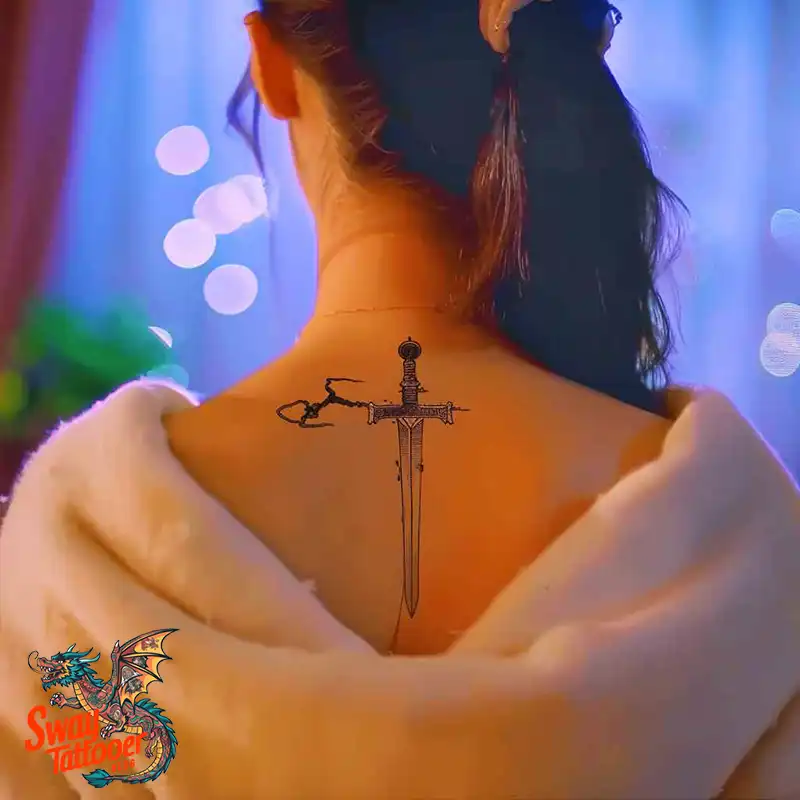 130 Sword on Back Tattoo Design Ideas: Symbol of Strength 41 sword on back tattoo