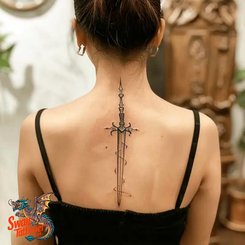 130 Sword on Back Tattoo Design Ideas: Symbol of Strength 36 sword on back tattoo