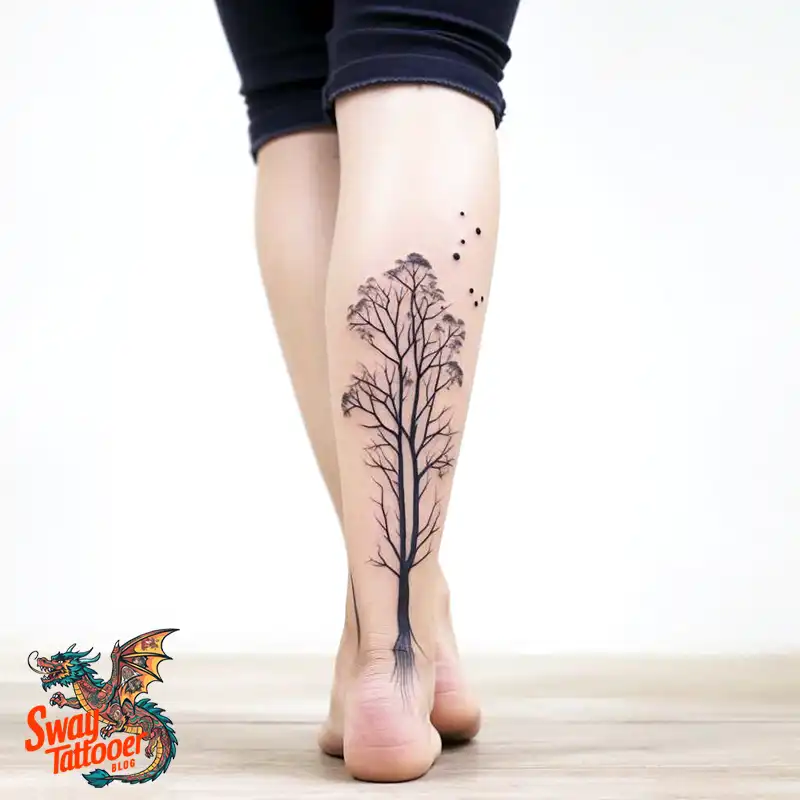 50 Tree on Leg Tattoo Designs: Your Style in Nature's Beauty 41 tree on leg tattoo
