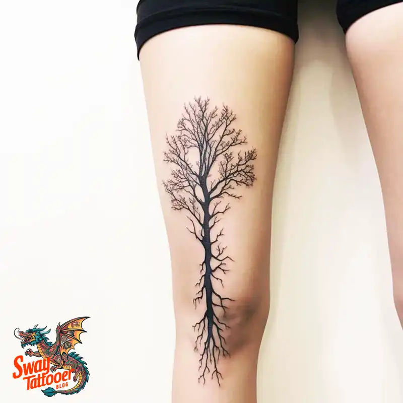50 Tree on Leg Tattoo Designs: Your Style in Nature's Beauty 42 tree on leg tattoo