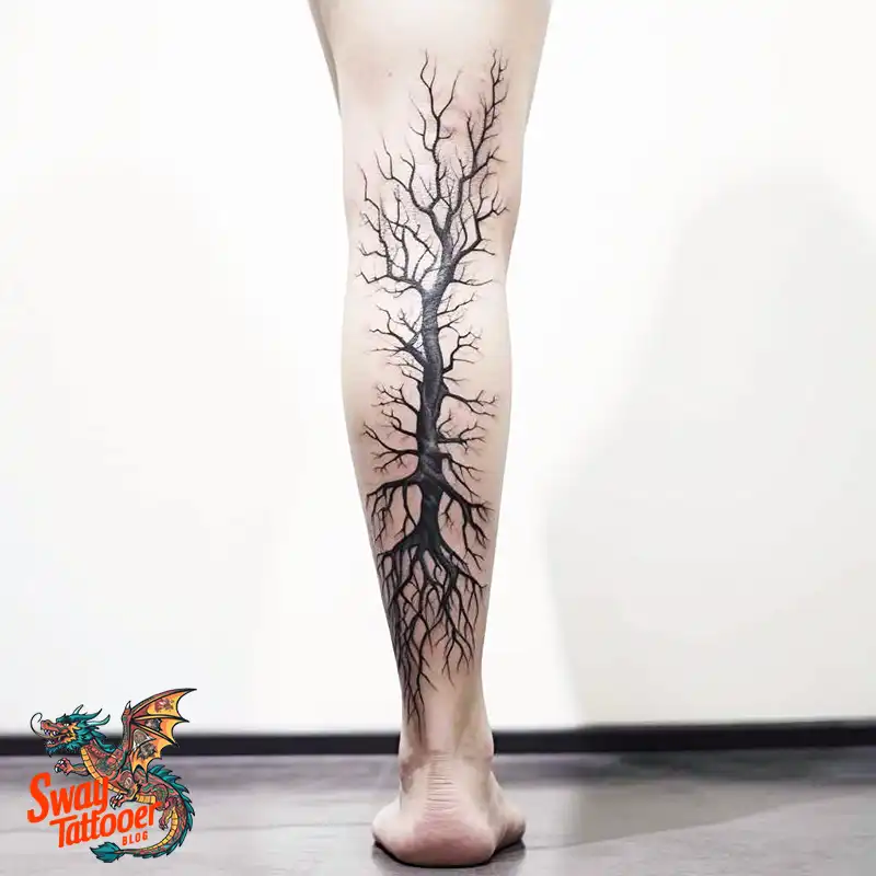50 Tree on Leg Tattoo Designs: Your Style in Nature's Beauty 36 tree on leg tattoo