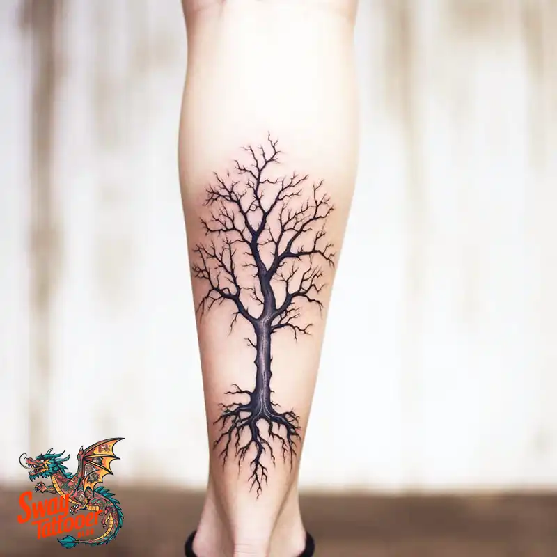 50 Tree on Leg Tattoo Designs: Your Style in Nature's Beauty 35 tree on leg tattoo