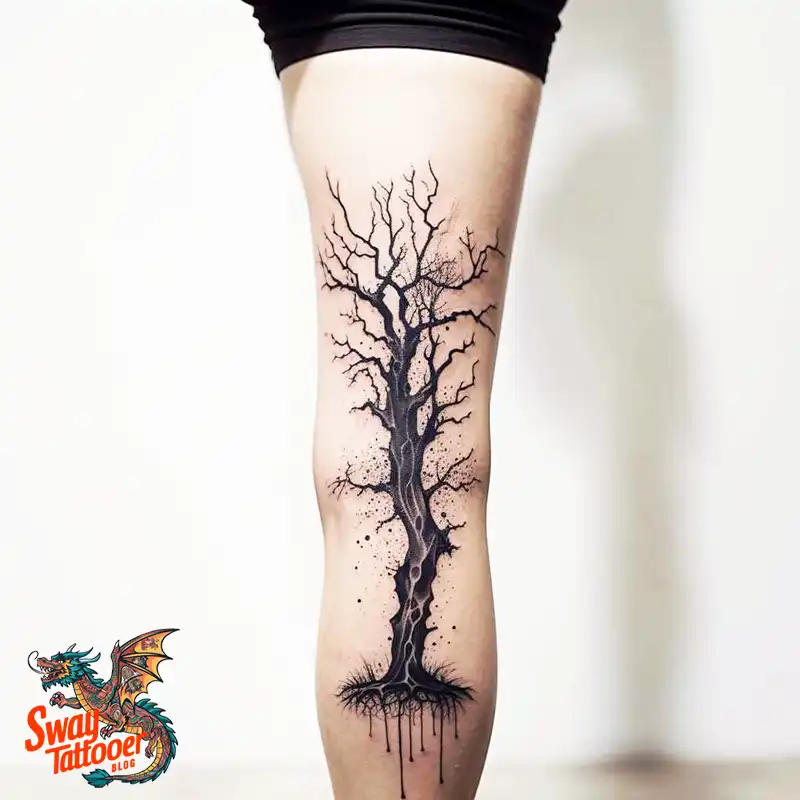 50 Tree on Leg Tattoo Designs: Your Style in Nature's Beauty 34 tree on leg tattoo