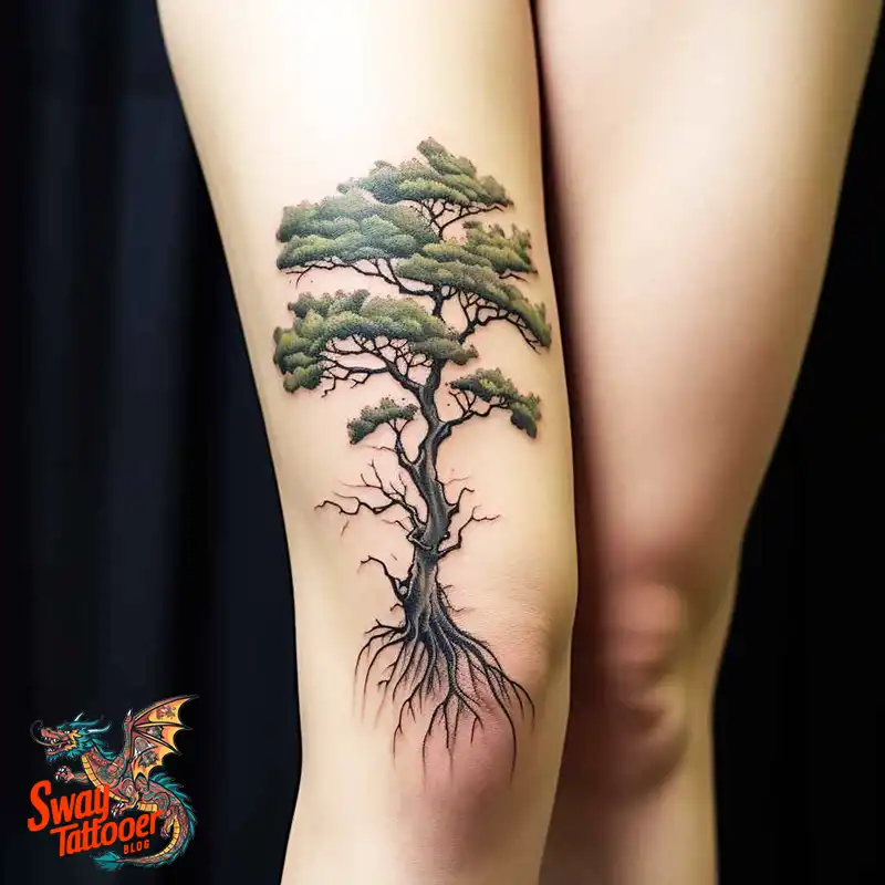 50 Tree on Leg Tattoo Designs: Your Style in Nature's Beauty 28 tree on leg tattoo