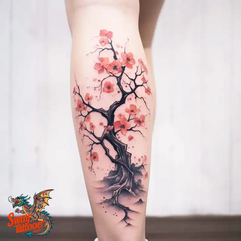 50 Tree on Leg Tattoo Designs: Your Style in Nature's Beauty 26 tree on leg tattoo