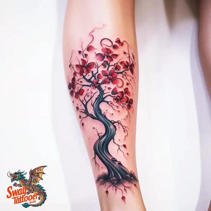 50 Tree on Leg Tattoo Designs: Your Style in Nature's Beauty 22 tree on the leg tattoo