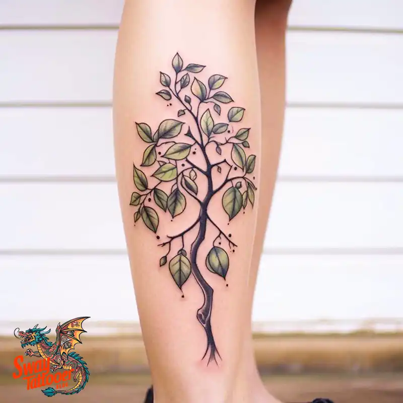 50 Tree on Leg Tattoo Designs: Your Style in Nature's Beauty 18 tree on the leg tattoo