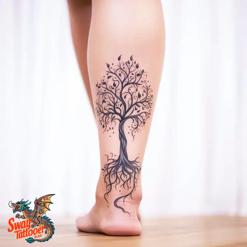 50 Tree on Leg Tattoo Designs: Your Style in Nature's Beauty 13 tree on the leg tattoo