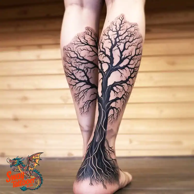 50 Tree on Leg Tattoo Designs: Your Style in Nature's Beauty 12 tree on the leg tattoo